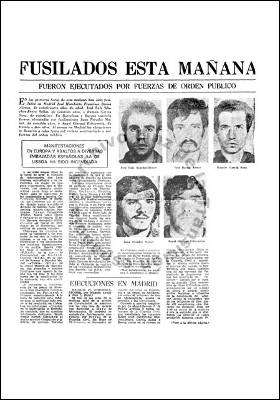 Recorte de prensa de la epoca dando cuenta de los fusilamientos.