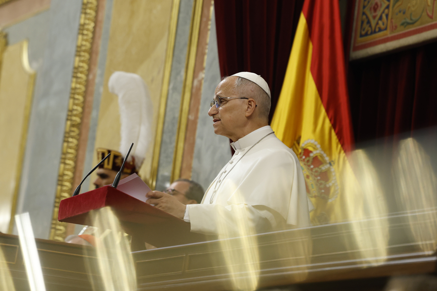 El papa León XIV este lunes en Congreso de los Diputados.