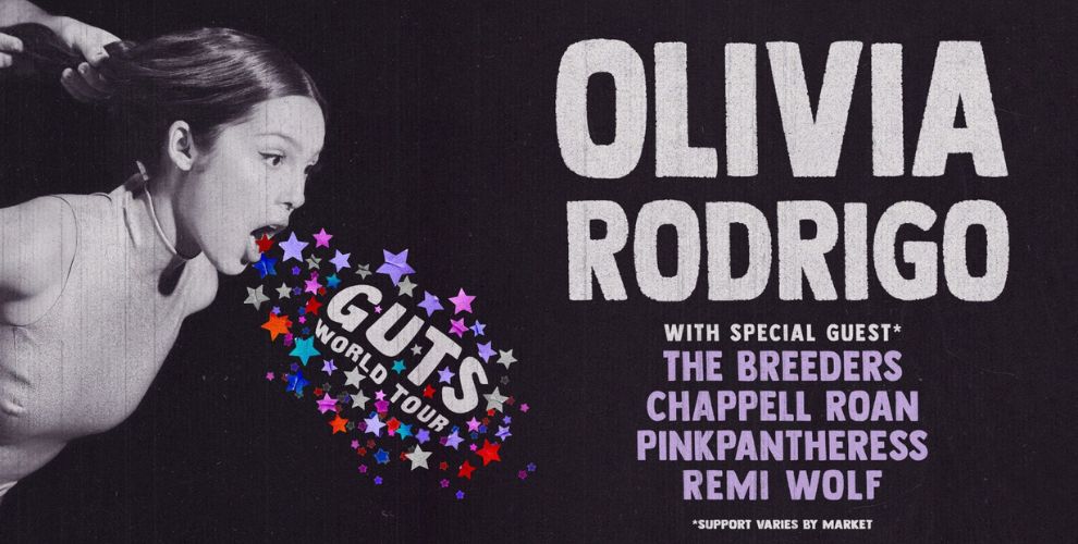 Cartel promocional de la gira 'GUTS' de Olivia Rodrigo.